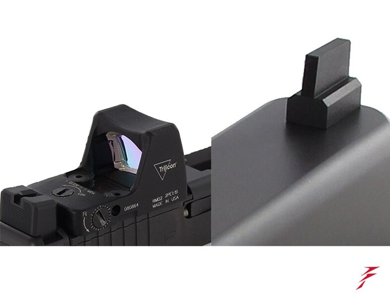 DP Sight Set, Black(R)/ Black(F) for Glock MOS Pistols, Fixed Co-Witness (Use w/Trijicon RMR sight or similar)