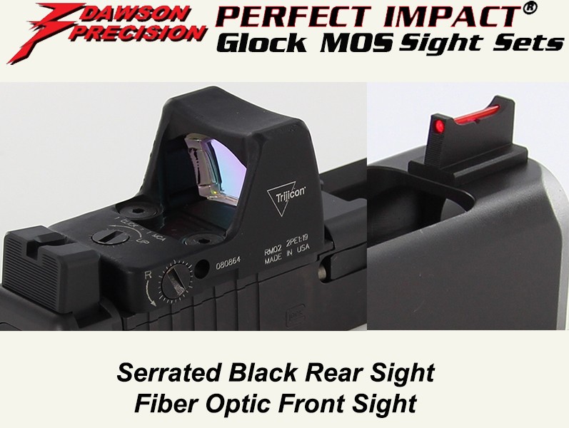 Dawson Precision Fixed Co-Witness Sight Set (For Trijicon RMR and similar red dot scopes) for Glock MOS