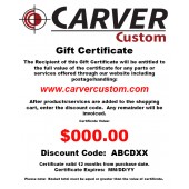 CARVER Custom Gift Certificate